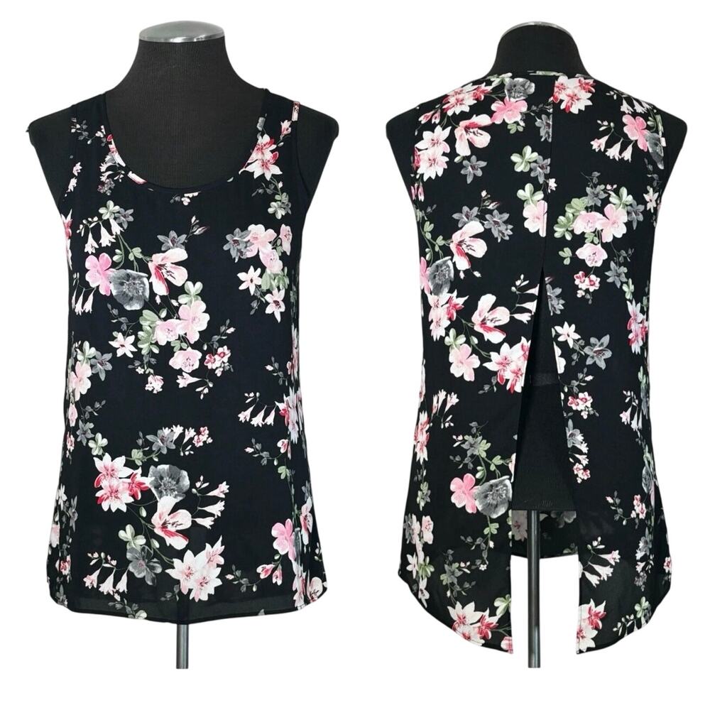 Y2K Express - Floral Split Back Sleeveless Tank Top  XS